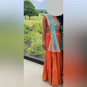 Orange Multicolored Lengha